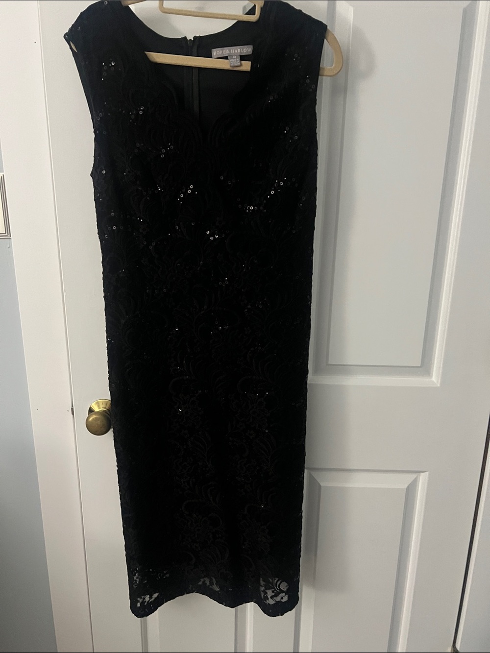 Black Beaded Lace Sheath Dress